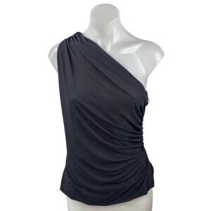 NEW Zara Women's Black Ruched One Shoulder Sleeveless Asymmetrical Tank Top Sz L